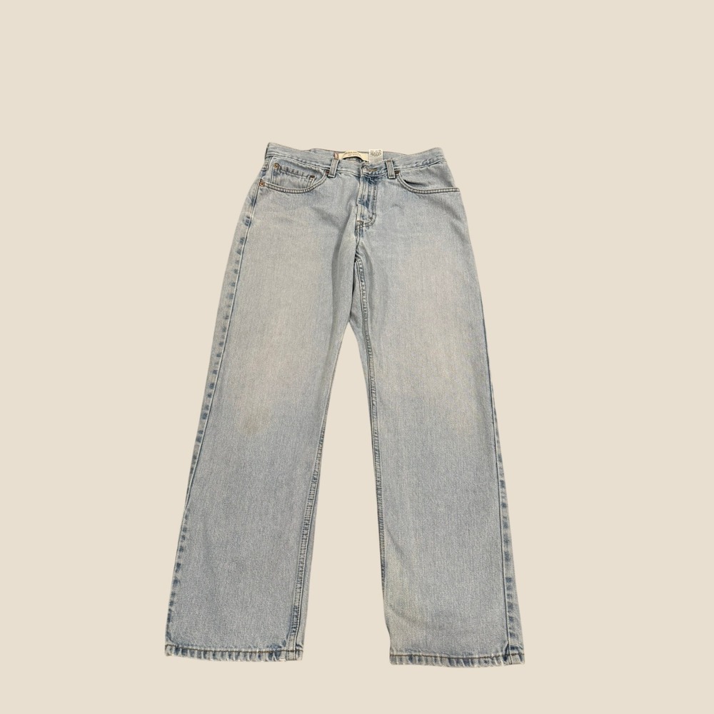 Levis 505 Regular Fit Jeans Light Wash Mens 33x30 Measures 33x28 Button 748